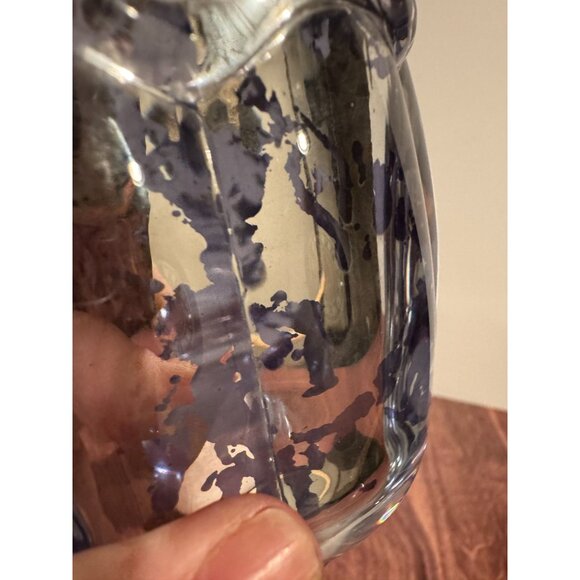 Fitz and Floyd Glass Candle Holder Periwinkle Fleck Small Votive Tea Light Decor - Picture 2 of 8